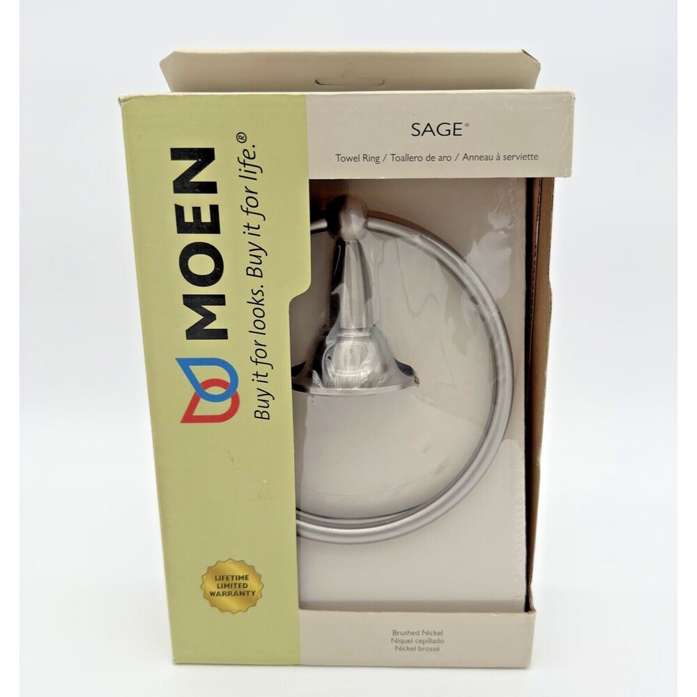 Moen Brushed Nickel Towel Ring Sage Collection DN6886BN New Sealed